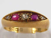 Appraisal: An antique carat gold ruby and old cut diamond ring