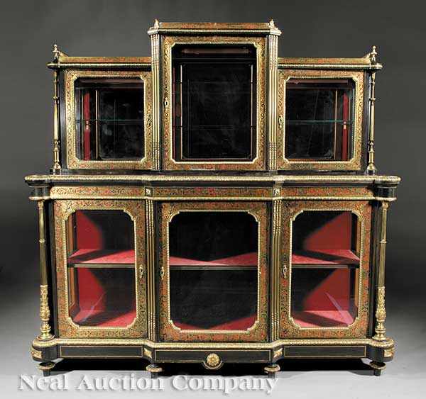 Appraisal: A Napoleon III Ebonized Boullework and Gilt Bronze-Mounted Vitrine Cabinet