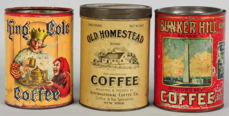 Appraisal: Homestead Bunker Hill King Cole Coffee Cans All three are