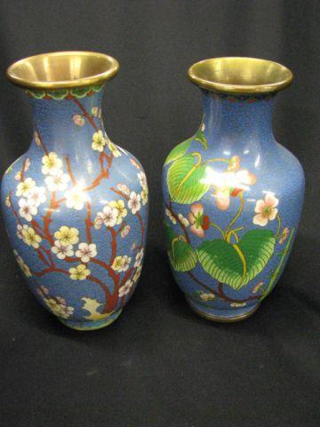 Appraisal: Pair of Chinese Cloisonne Vases floral on blue field