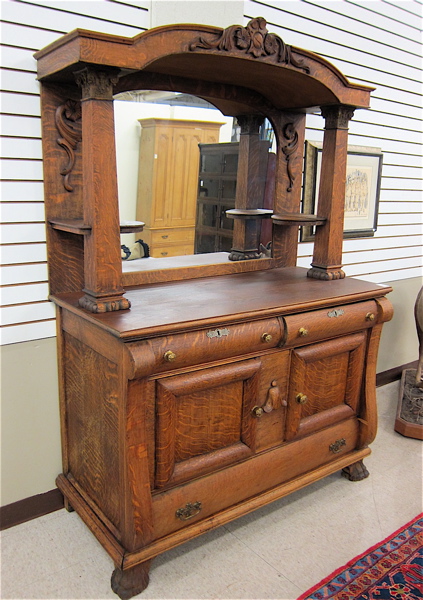 Appraisal: LATE VICTORIAN OAK SIDEBOARD American c in two sections mirror