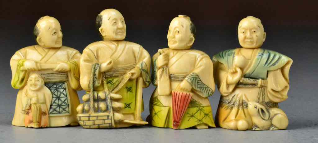 Appraisal: Japanese Ivory NetsukeEach finely carved to depict men in various