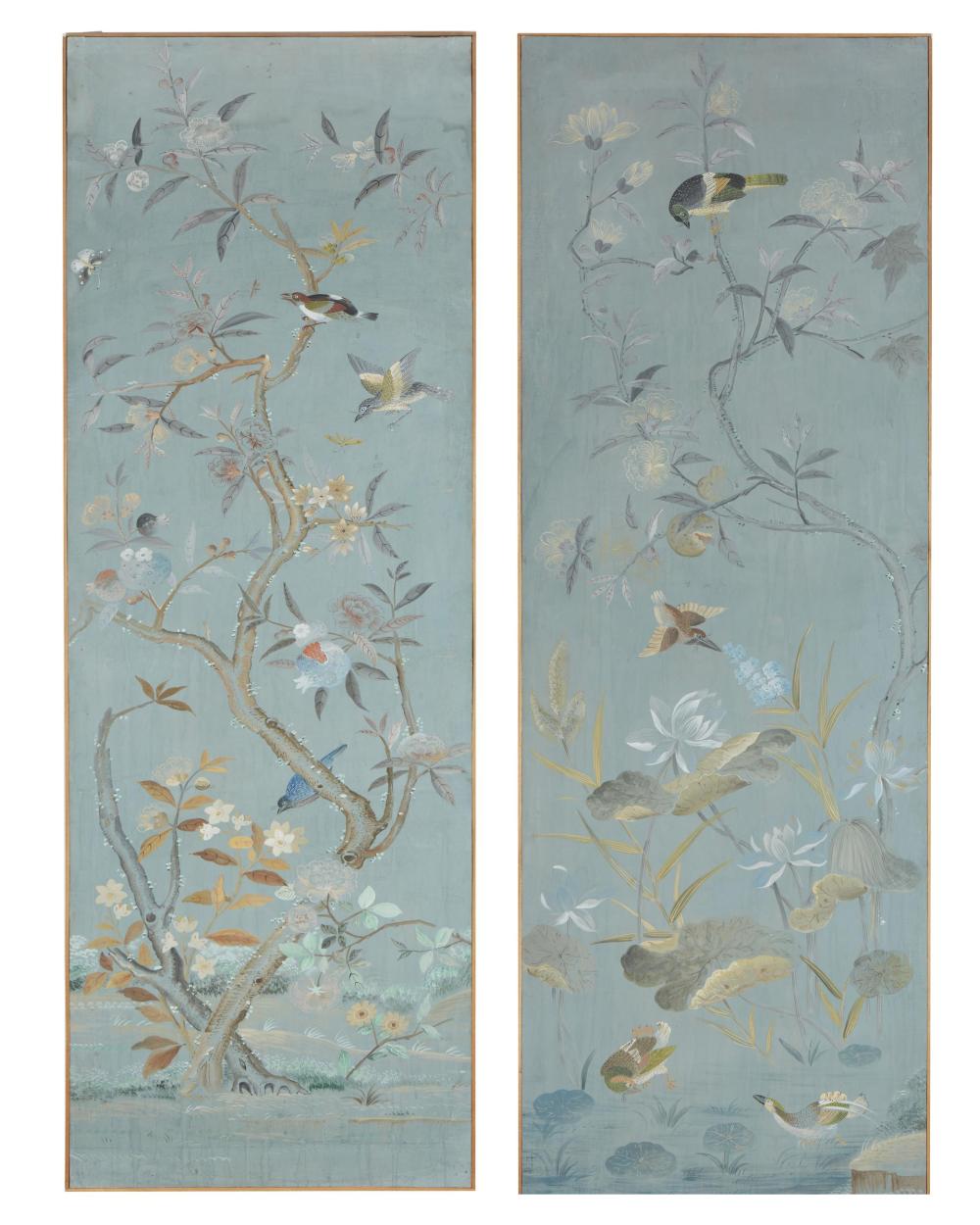 Appraisal: A pair of Chinoiserie-style wall panels Mid- th Century Each