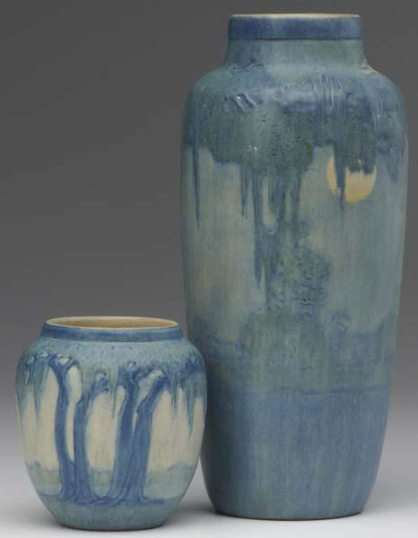 Appraisal: NEWCOMB COLLEGE Two vases carved with live oaks and Spanish