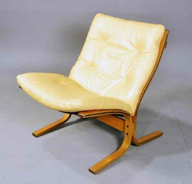 Appraisal: DANISH YELLOW LEATHER CHAIRDanish style yellow leather teak bentwood chair