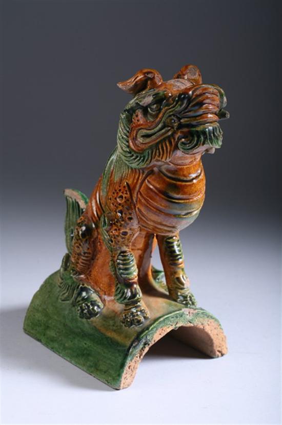 Appraisal: CHINESE SANCAI FU DOG FORM ROOF TILE - in high