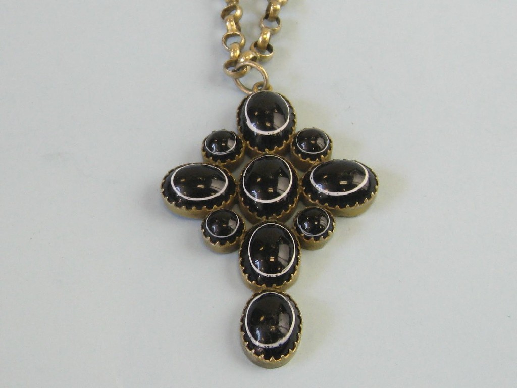 Appraisal: A ringed Agate Cross the cabochons claw-set in gilt metal