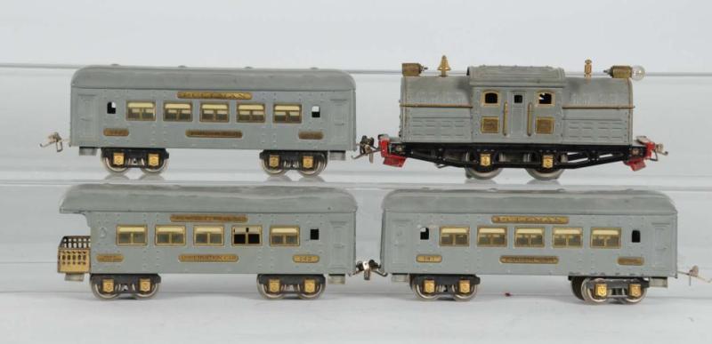 Appraisal: Ives Grey Hound O-Gauge Passenger Set Description Pre-war Includes R