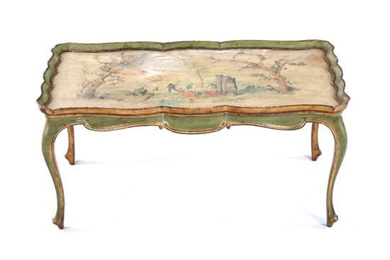 Appraisal: ITALIAN PAINTED AND PARCEL-GILT ROCOCO STYLE LOW TABLE th century