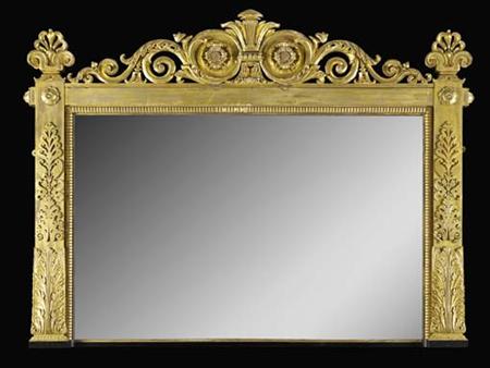 Appraisal: A Regency giltwood and gesso overmantel mirror circa the rectangular