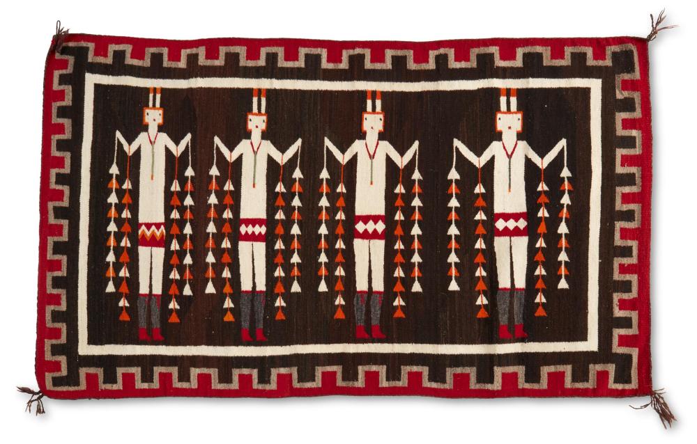 Appraisal: A large Navajo Yei pictorial weaving Mid- th century Dine