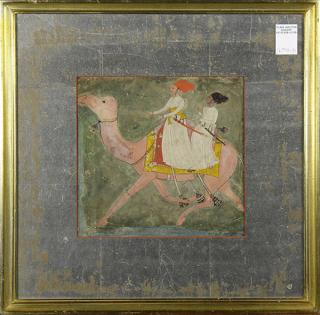 Appraisal: Indian Painting Figures on Camel East Indian painting Camel Ride