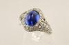 Appraisal: LADY'S RING - Edwardian platinum-iridium cabochon sapphire and diamond ring