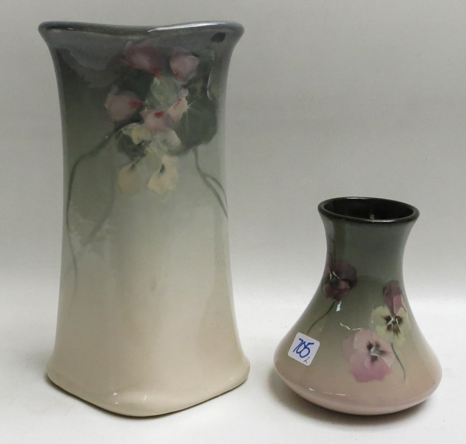 Appraisal: TWO WELLER EOCEAN ART POTTERY VASES with hand painted floral