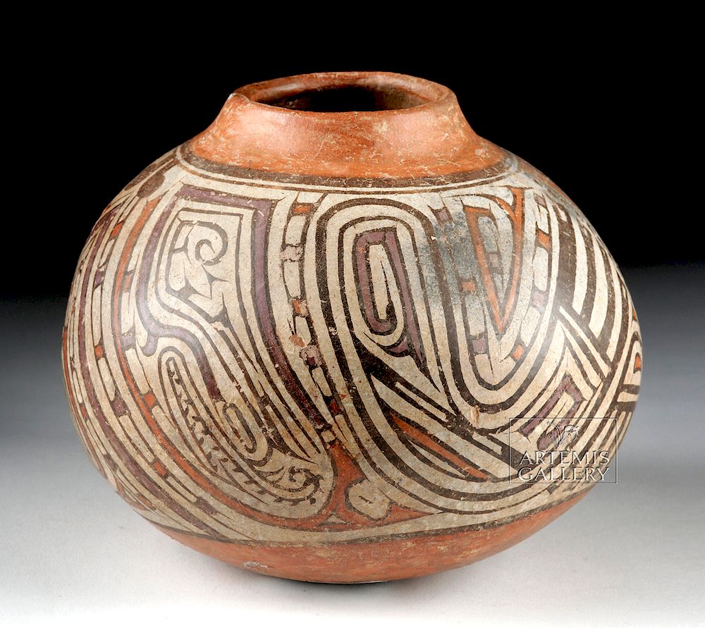 Appraisal: Panamanian Cocle Polychrome Seed Jar - Saurians Pre-Columbian Central America