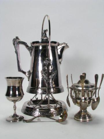 Appraisal: Victorian Silver Plate Water Pitcher with Stand including a tumbler