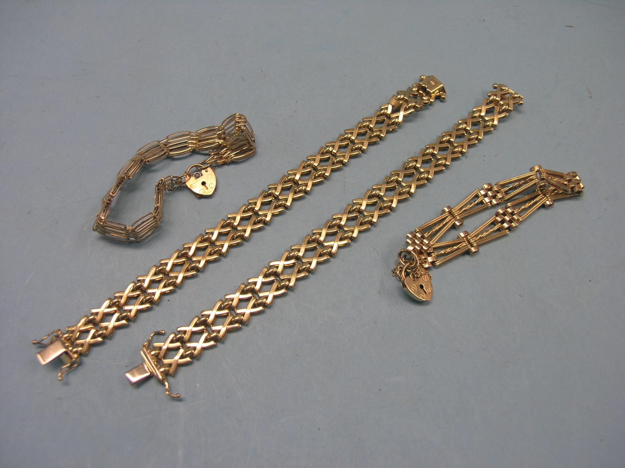 Appraisal: Two matching ct gold bracelets cross design grams total and