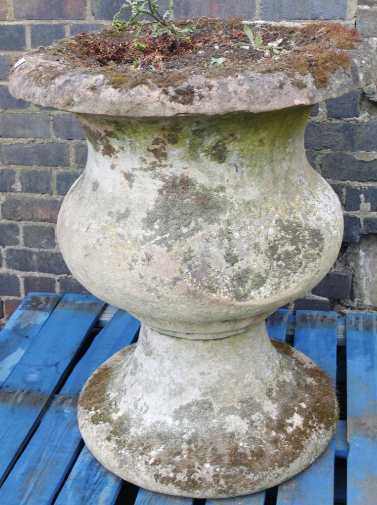 Appraisal: A large early thC stone urn planter the bellied circular