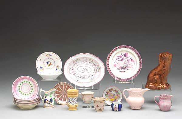 Appraisal: An assembled group of predominately pink luster th century The