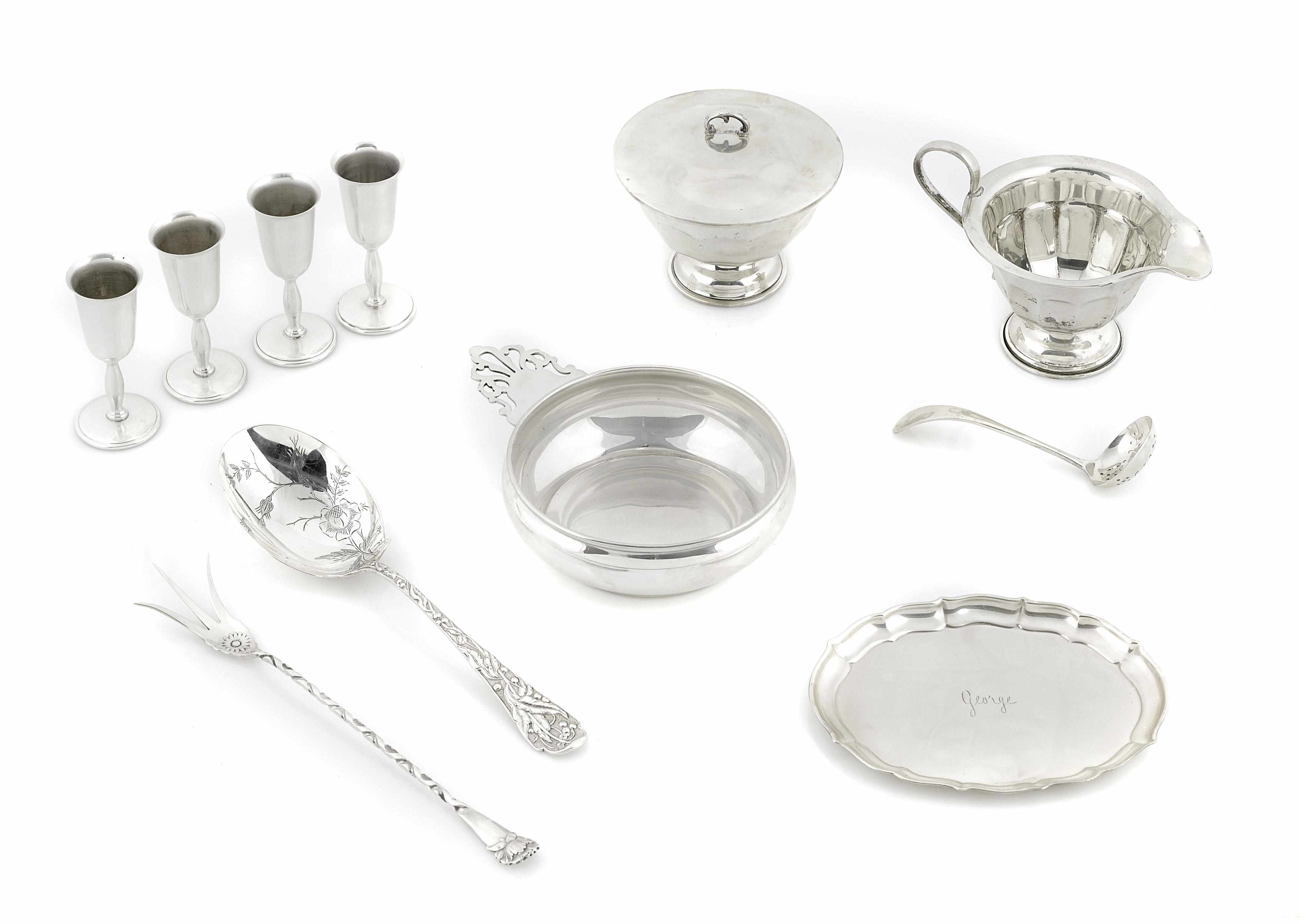 Appraisal: An assembled group of International coin and sterling silver hollowware