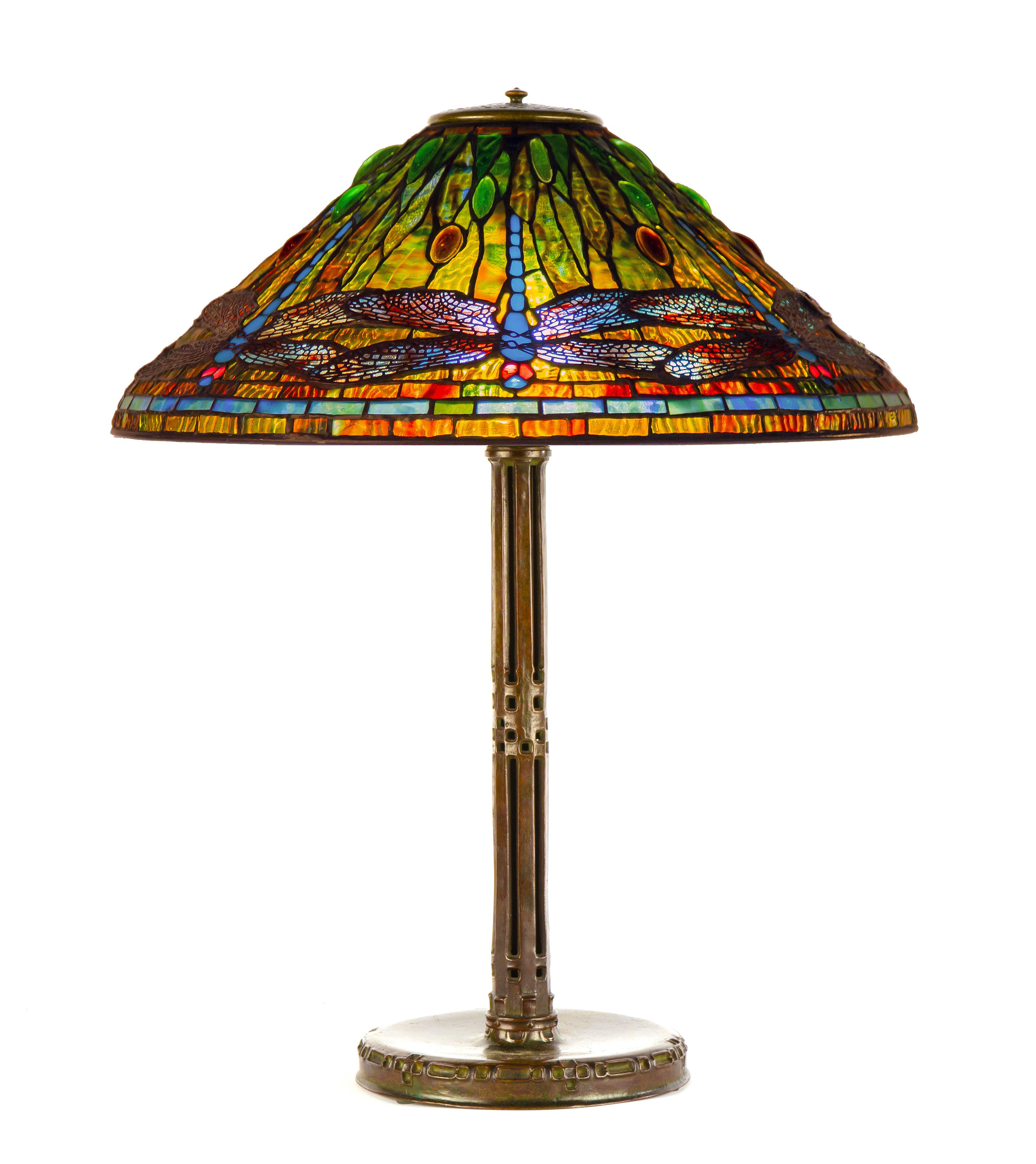 Appraisal: TIFFANY STUDIOS NEW YORK DRAGONFLY TABLE LAMP circa Leaded glass