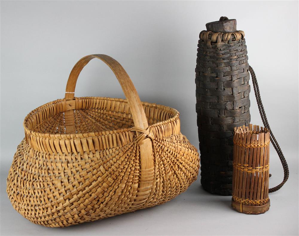 Appraisal: BASKETRY LOT including two funnel fishing weir baskets area of