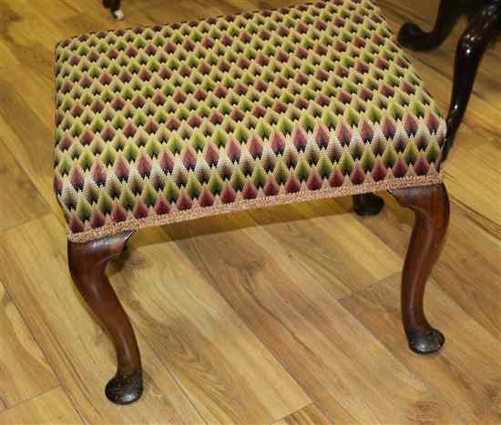 Appraisal: A th century walnut stool on cabriole legs ft ins