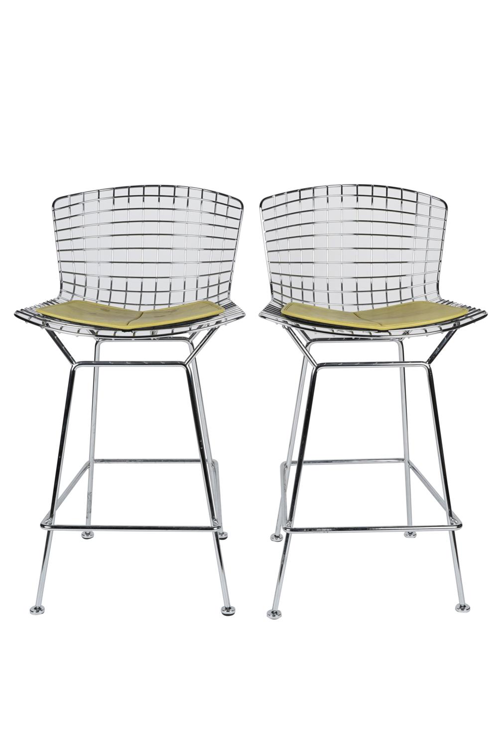 Appraisal: HARRY BERTOIA FOR KNOLL PAIR CHROME WIRE BARSTOOLScirca each stamped