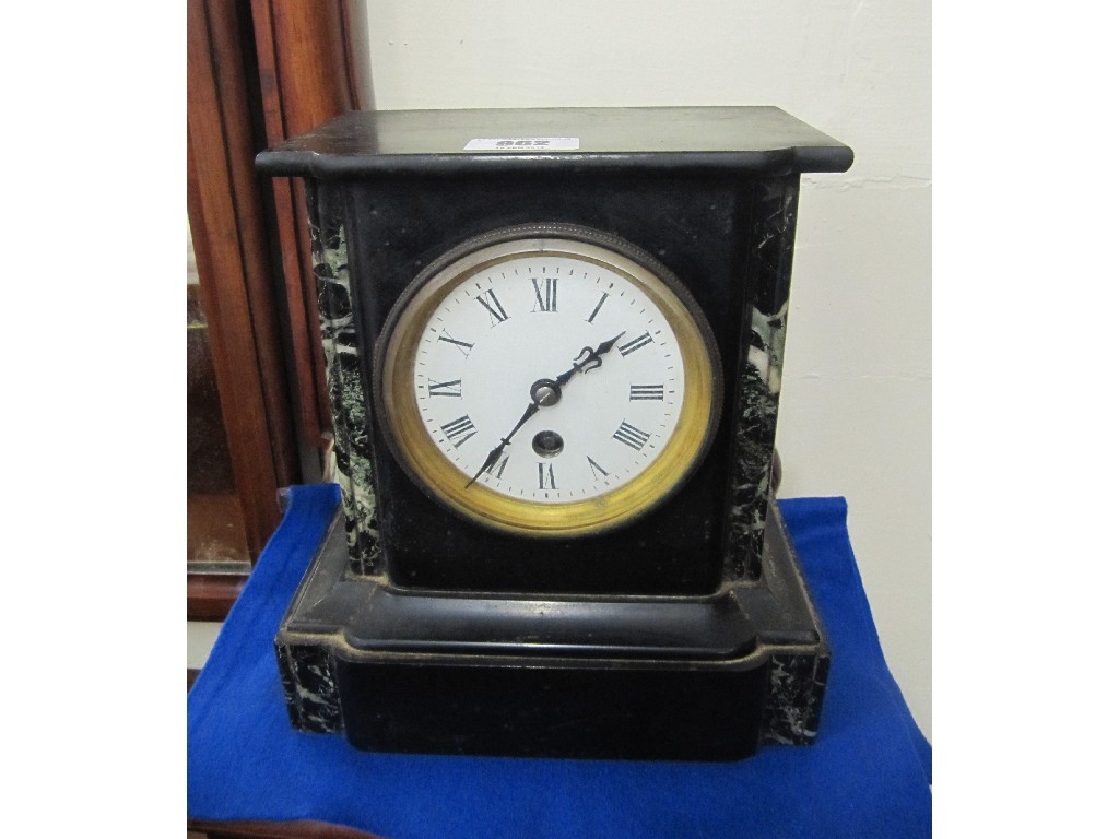 Appraisal: Victorian black slate and marble mantel clock