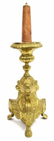 Appraisal: French gilt metal altar pricket now fashioned as a table