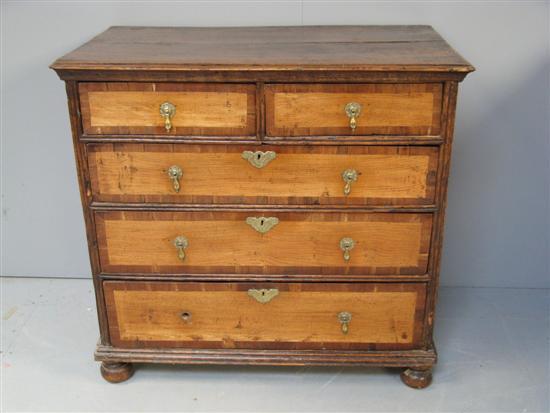 Appraisal: George III provincial oak and walnut chest of two short