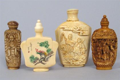 Appraisal: Five Chinese ivory snuff bottles and two other th century