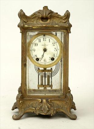 Appraisal: Louis XV-Style Gilt-Metal and Beveled Glass Mantel Clock x x