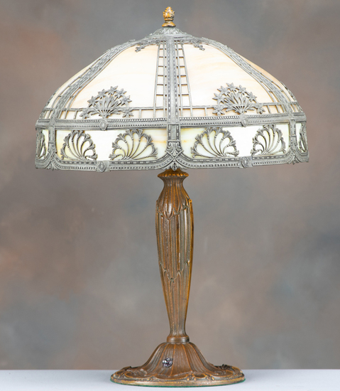 Appraisal: Beautiful antique multi-panel stained glass slag glass Table Lamp circa