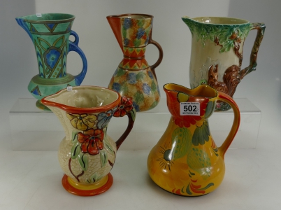 Appraisal: A collection of Wade Heath Wade Flaxman Art Deco jugs