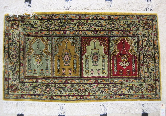 Appraisal: A TURKISH KAYSERI TYPE SILK SAPH PRAYER RUG hand knotted