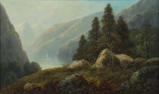 Appraisal: th C Oil on Canvas Hudson River Landscape Not visibly