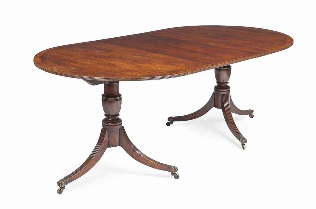 Appraisal: REGENCY STYLE MAHOGANY AND CROSSBANDED PEDESTAL DINING TABLE TH CENTURY