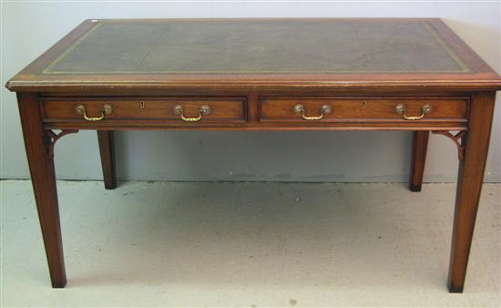 Appraisal: th Century mahogany library table with gilt and tooled leather