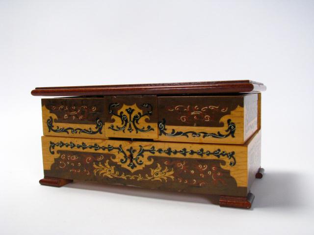 Appraisal: Sorento Italian jewelry box with music box dancer inlaid circa