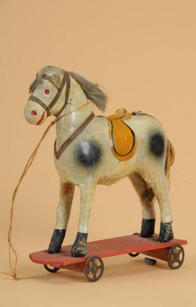 Appraisal: Papier Mache Horse Pull Toy Germany ca papier mache horse