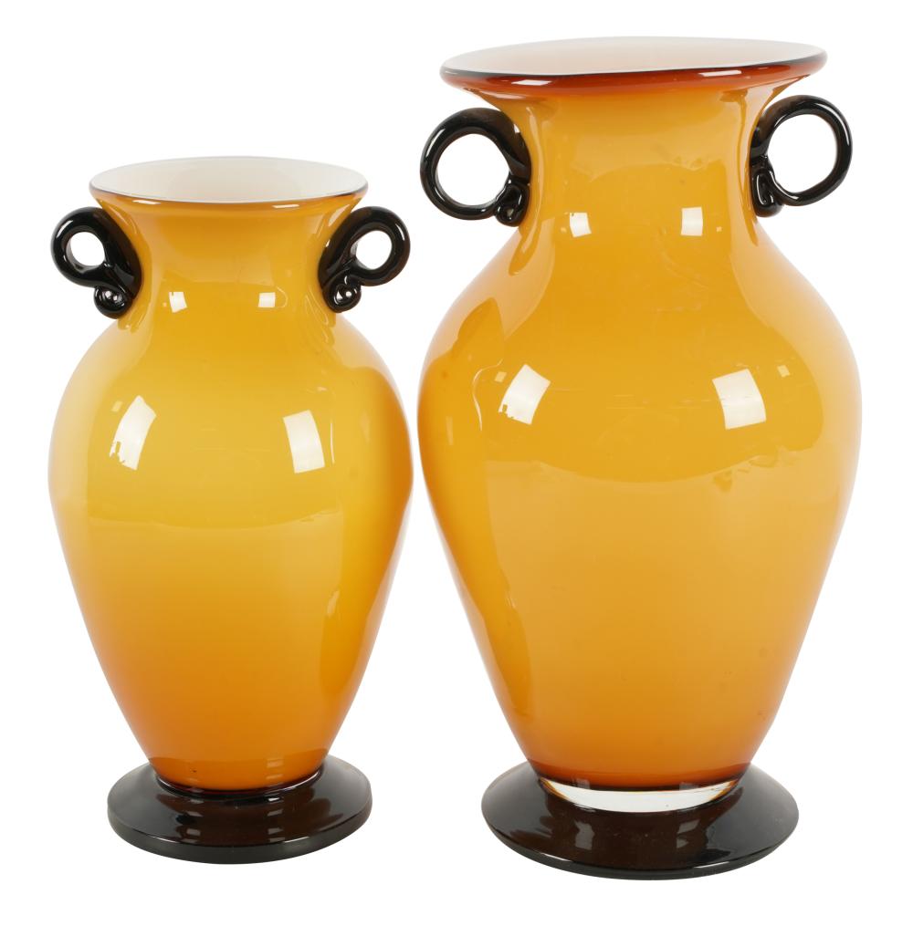 Appraisal: TWO OPAQUE GLASS VASESunsigned Provenance Important Collection Silverlake CA and