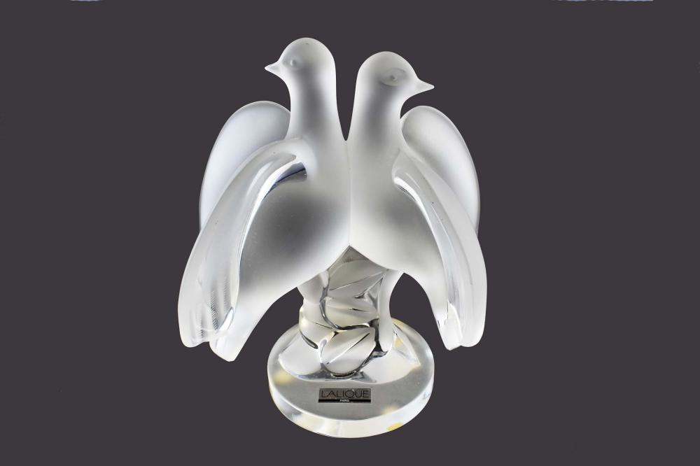 Appraisal: LALIQUE ARIANE DOVES in high Bearing Lalique Made in France