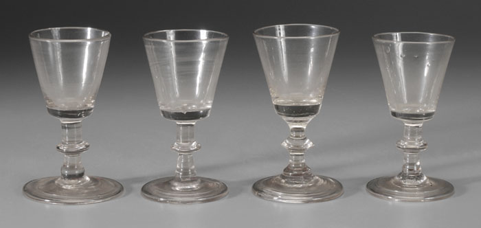 Appraisal: Four Hand-Blown Clear Glass Cordials British or American - each