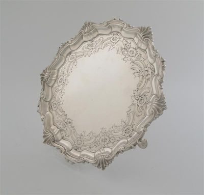 Appraisal: A George II salver of shaped circular outline with a