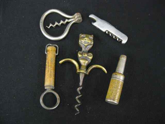 Appraisal: Antique Wine Openers includes whiskey bottle figural more