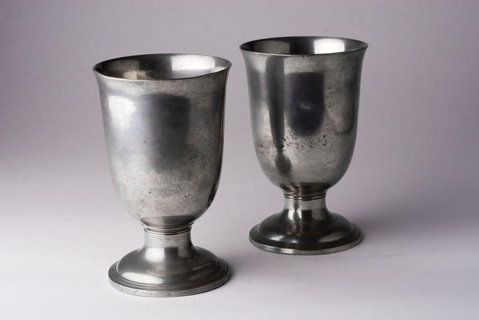 Appraisal: PAIR OF PEWTER CHALICES ATTRIBUTED TO EBEN SMITH Beverly Massachusetts