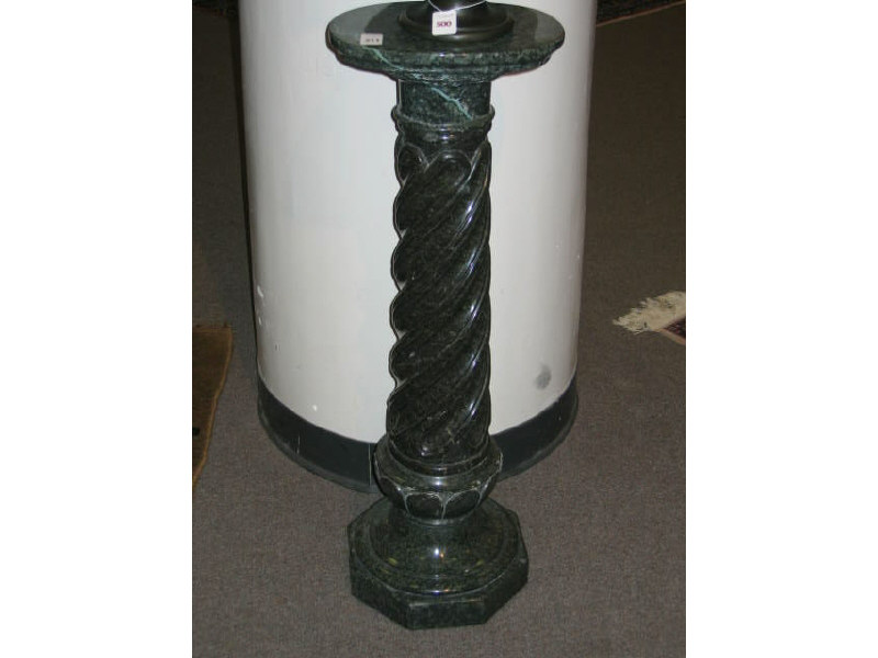 Appraisal: CONTINENTAL VERDE MARBLE PEDESTAL Oval top on the spiraling columnar