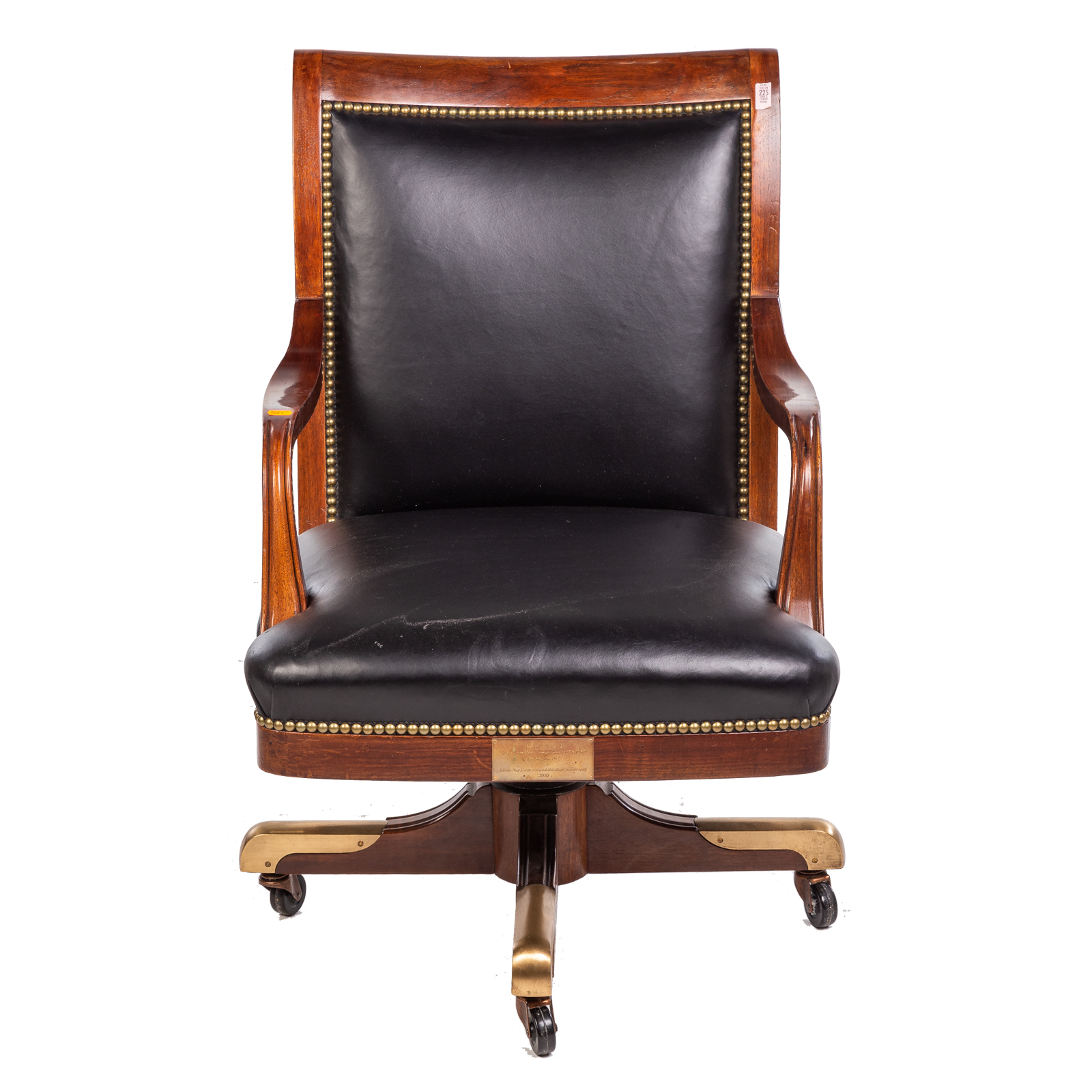 Appraisal: CLASSICAL STYLE MAHOGANY SWIVEL DESK CHAIR Mid- th century mahogany