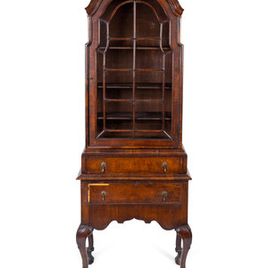 Appraisal: A William Mary Style Walnut Veneer Secretary Bookcase LATE TH